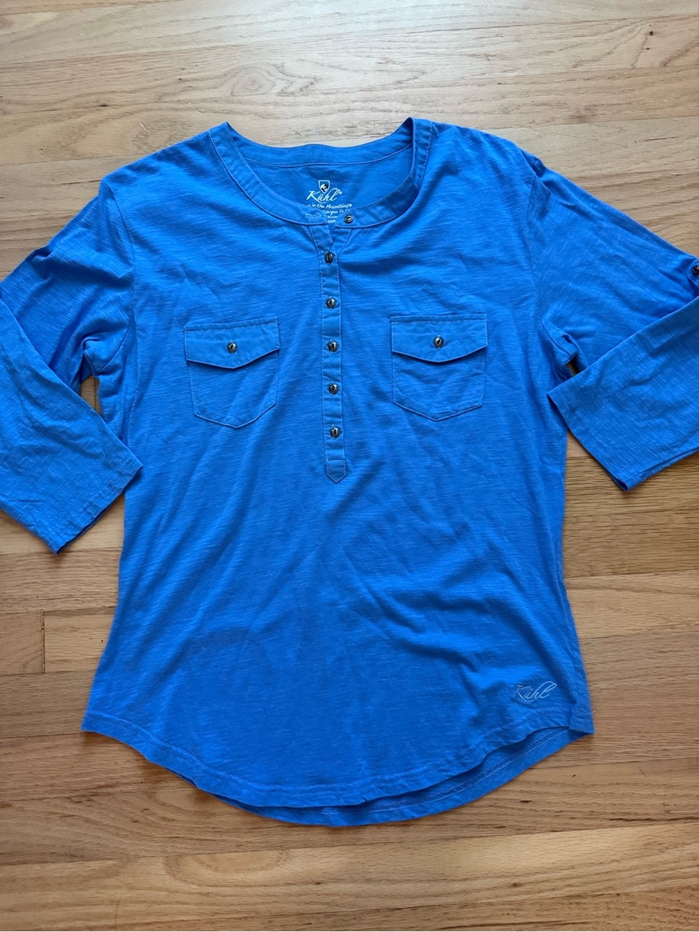 Kuhl Women’s Large Blue 3/4 Sleeve Henley Top